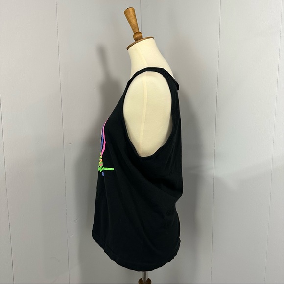 Vintage 90’s Neon Print Alaska Tourist Tank - Black Cotton Unisex Graphic Tour - Picture 3 of 10